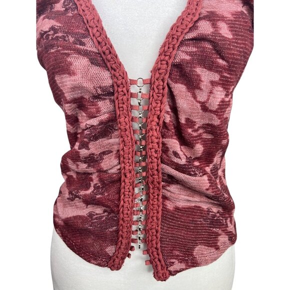 Free People Remie Tank Top Cropped Slim Floral Printed Smocked Boho Large - Picture 6 of 16